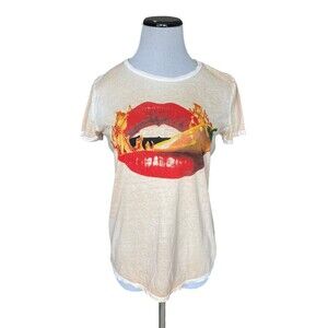 Guess Womens  Habanero Lips Easy T-Shirt Size S Bling Fire Hot Pepper Spicy Kiss